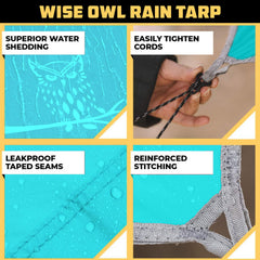Wise Owl Outfitters 11x9 ft rain fly offers ample hammock coverage