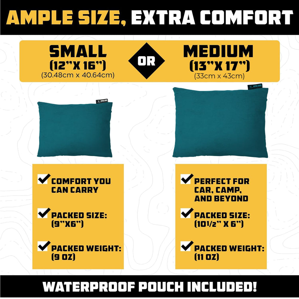 Wise Owl Outfitters removable washable cover keeps the pillow fresh between trips.