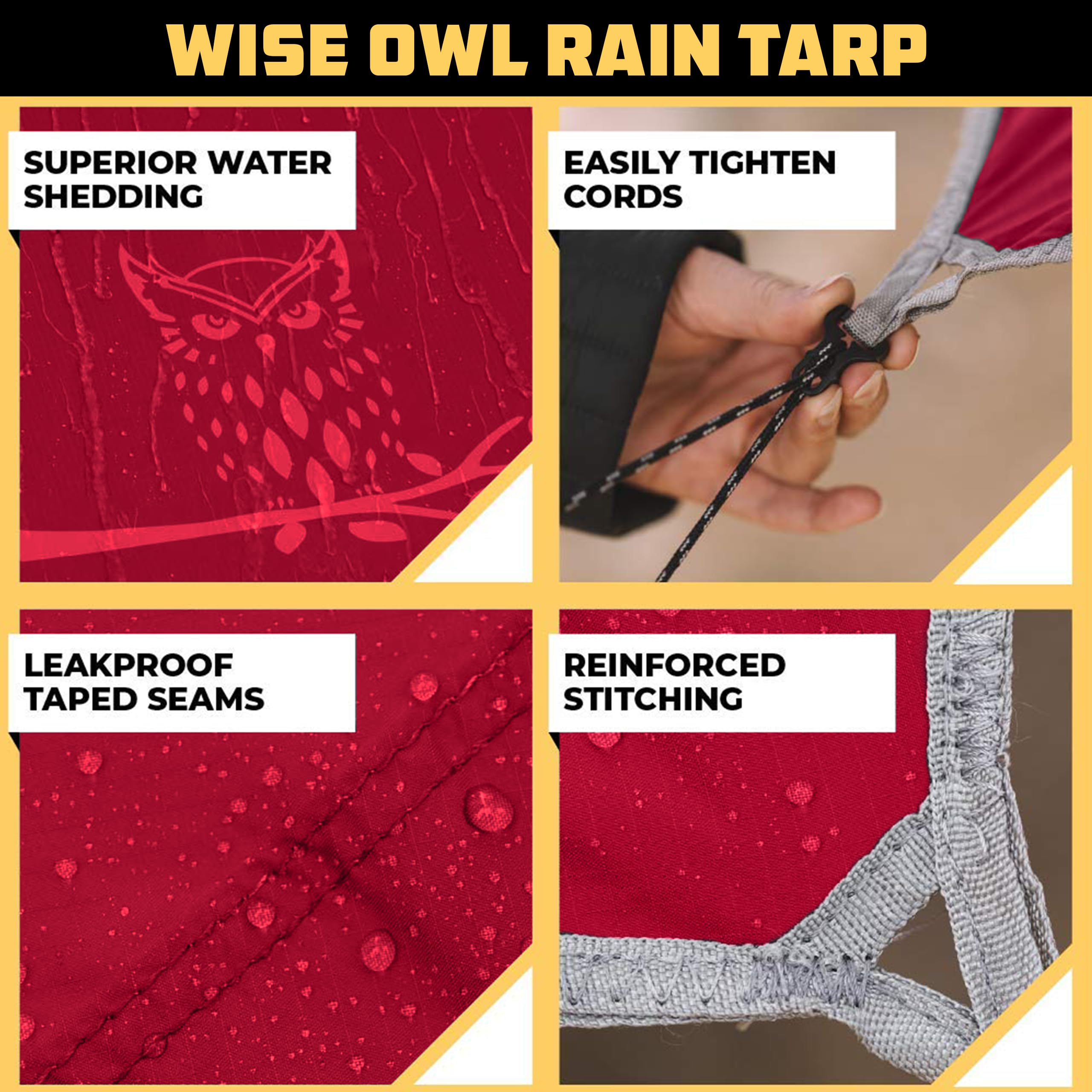 Wise Owl Outfitters six-line setup demonstrated for fast shelter anchoring.