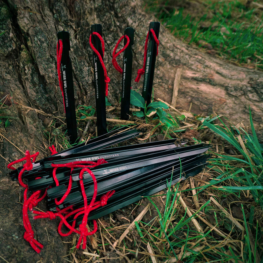 Wise Owl Outfitters compact stake bag keeps gear organized after camping.