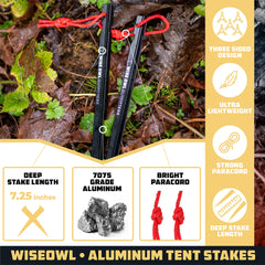 Wise Owl Outfitters Y-beam 3-sided stake design provides strong grip in soil.