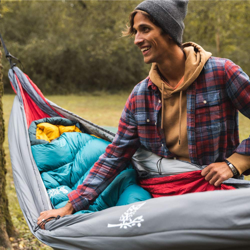 Wise Owl Outfitters underquilt packed in its stuff sack for travel
