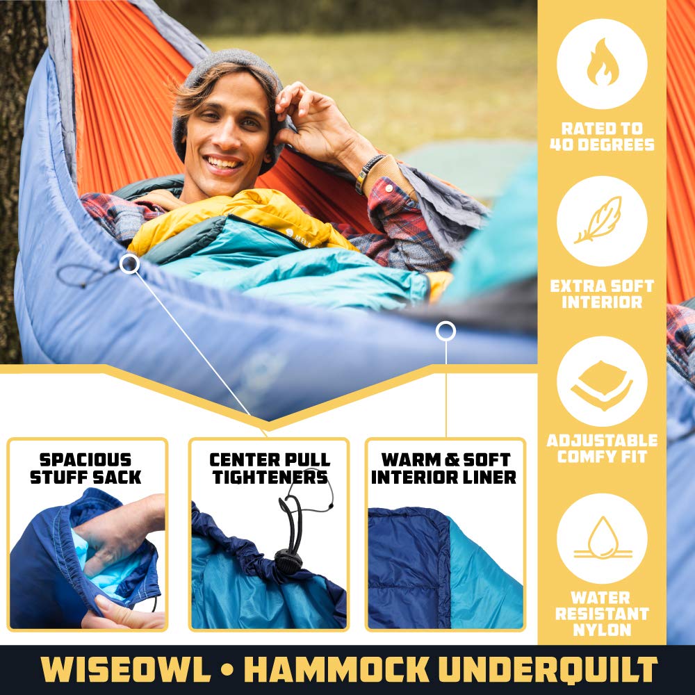 Wise Owl Outfitters underquilt packed in its spacious stuff sack for backpacking