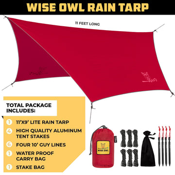 Wise Owl Outfitters waterproof nylon tarp closeup shows taped seams for reliable protection.