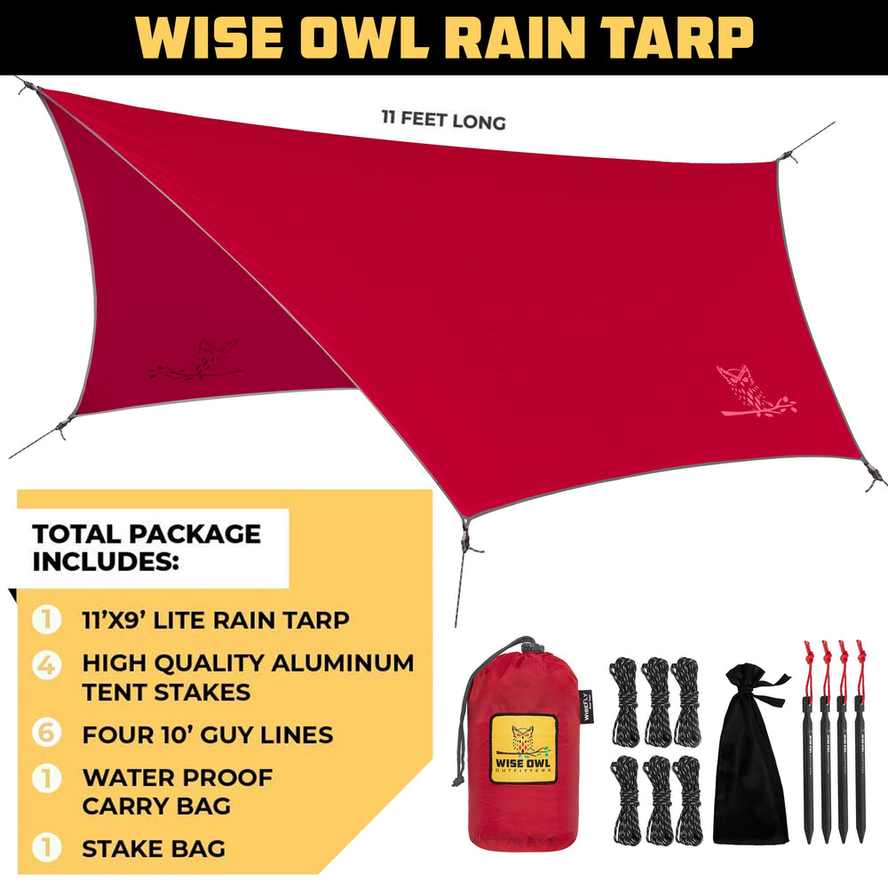 Wise Owl Outfitters waterproof nylon tarp closeup shows taped seams for reliable protection.
