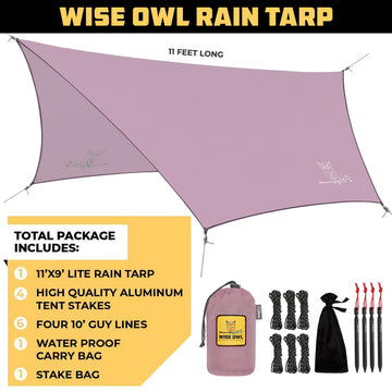 Wise Owl Outfitters waterproof tarp with taped seams for rain protection