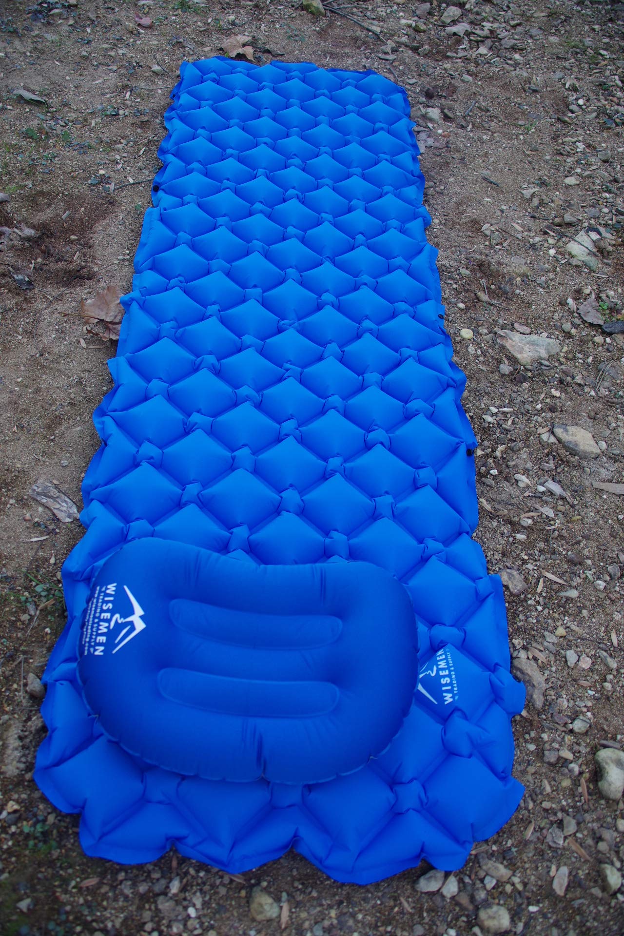 Wisemen Outdoors ultralight pillow with water-resistant surface easy to clean.