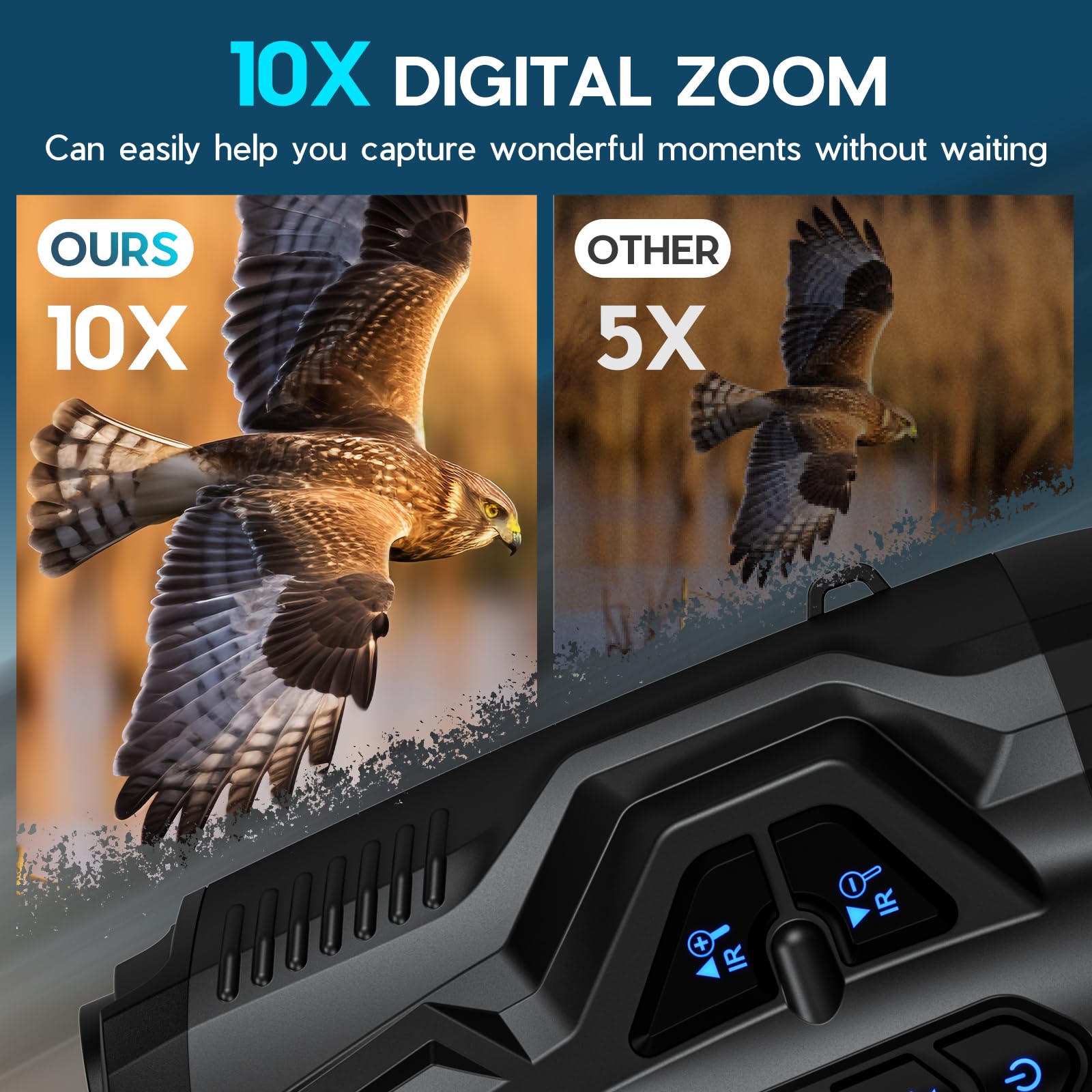 Wishbety 4K night vision binoculars capturing vivid night footage and photos