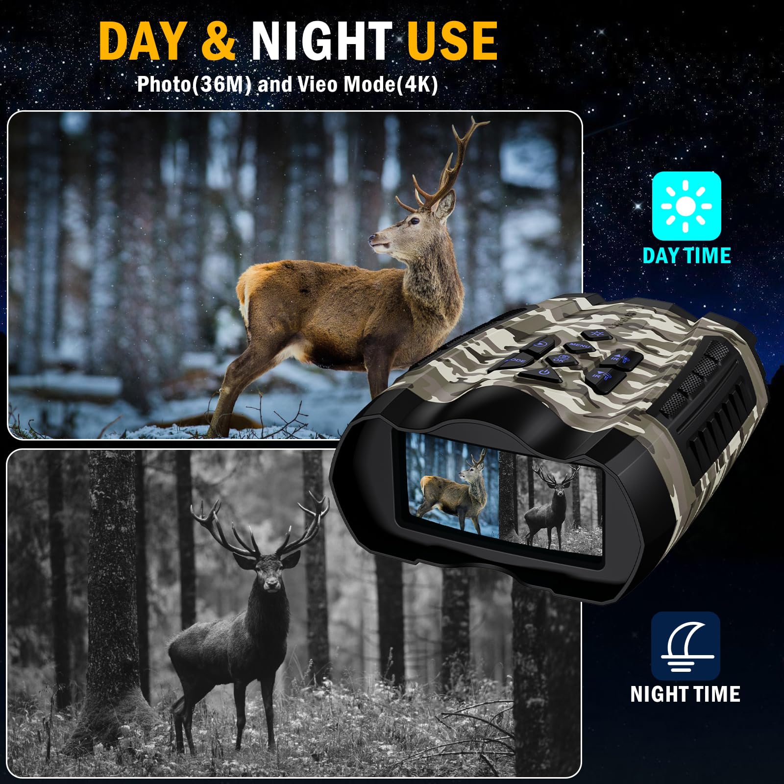 WISHBETY infrared with 9 levels enables adaptive viewing in varying light conditions.