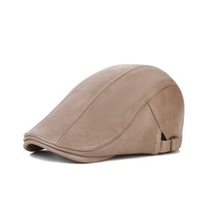 Withmoons adjustable faux leather ivy flat cap in beige for all-day comfort.
