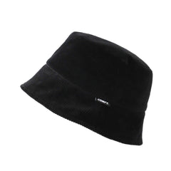 WITHMOONS corduroy bucket hat Black side view for casual styling.