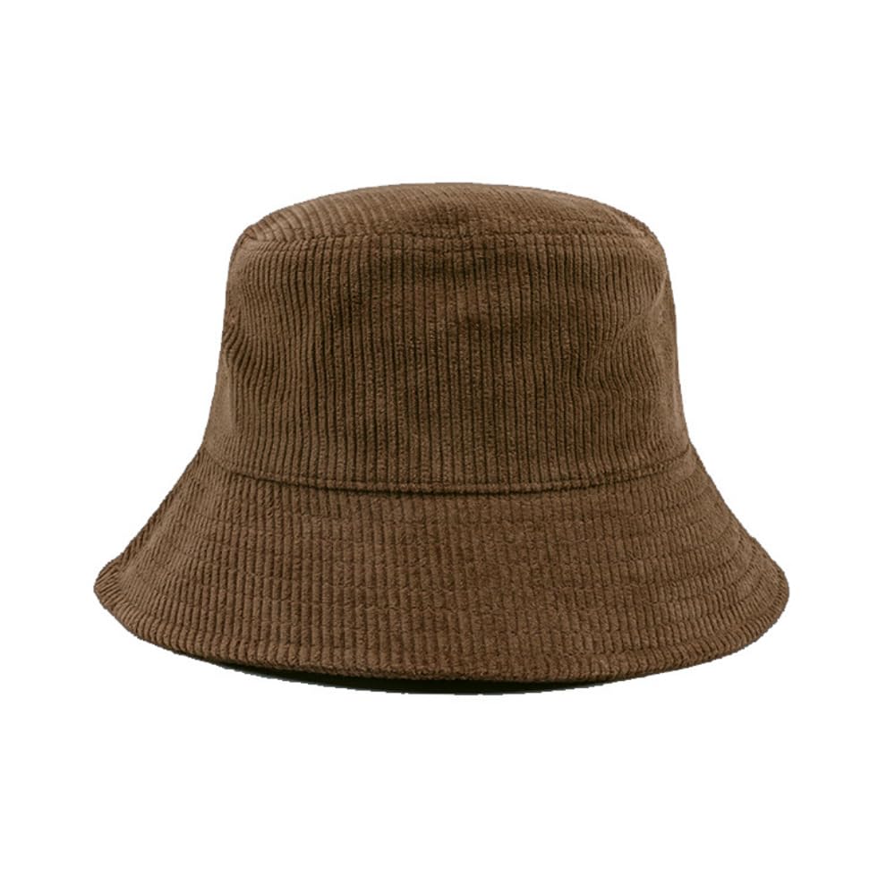 WITHMOONS corduroy bucket hat in brown, ideal for sun protection on outdoor adventures.