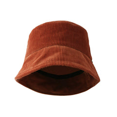 Orange corduroy bucket hat by WITHMOONS for outdoor adventures and casual looks.
