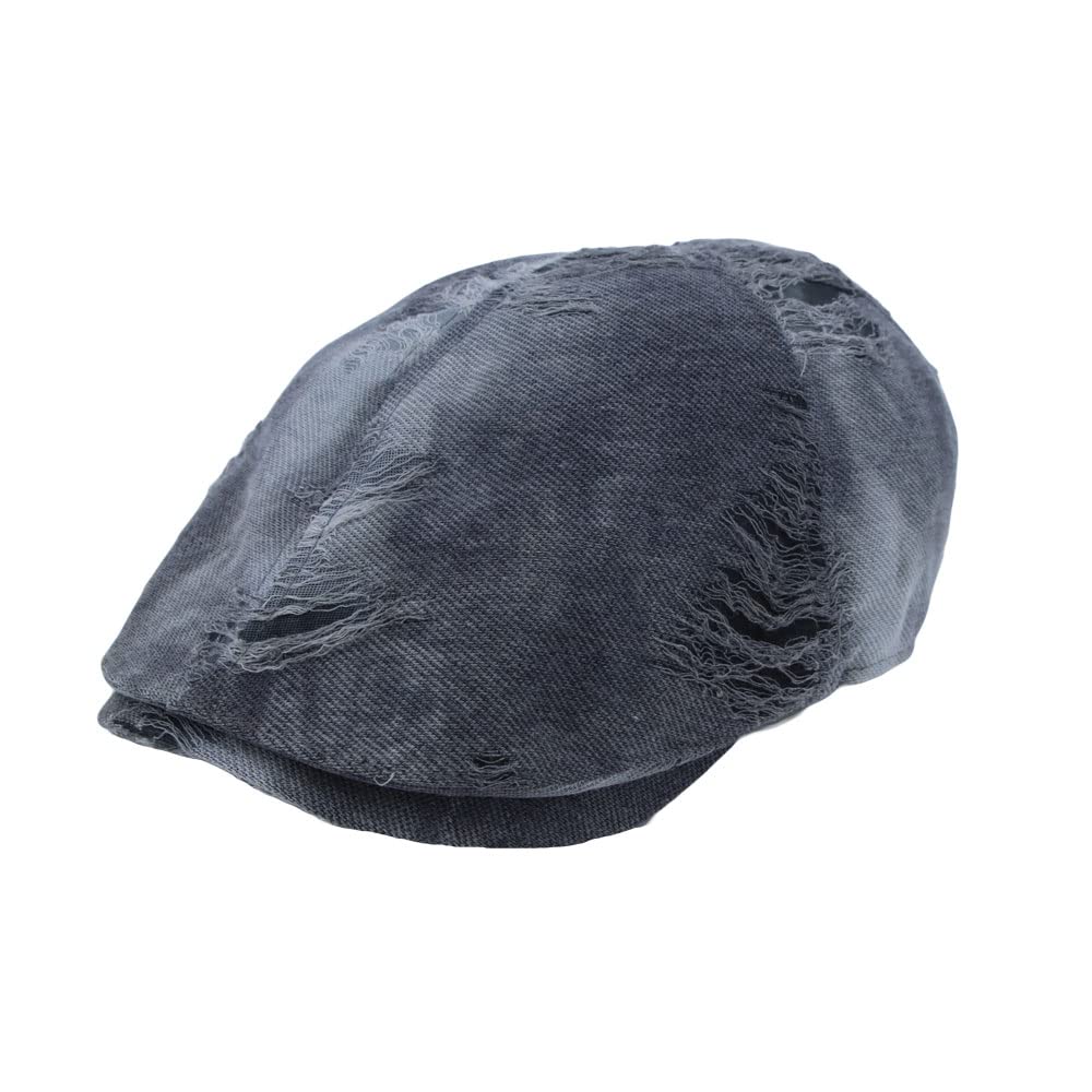 WITHMOONS cotton newsboy hat grey, front view, lightweight travel-ready headwear
