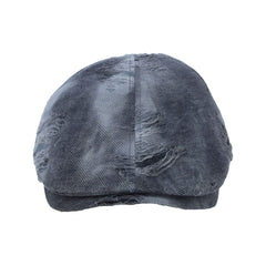 WITHMOONS newsboy hat grey, side view, stylish vintage cap for daily wear