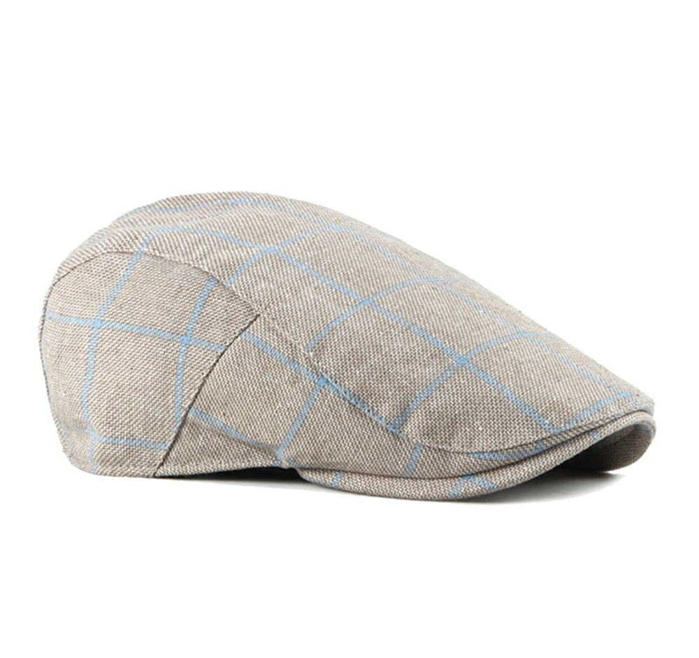 WITHMOONS cotton flat cap, Gatsby hat, beige, top view adds vintage charm.