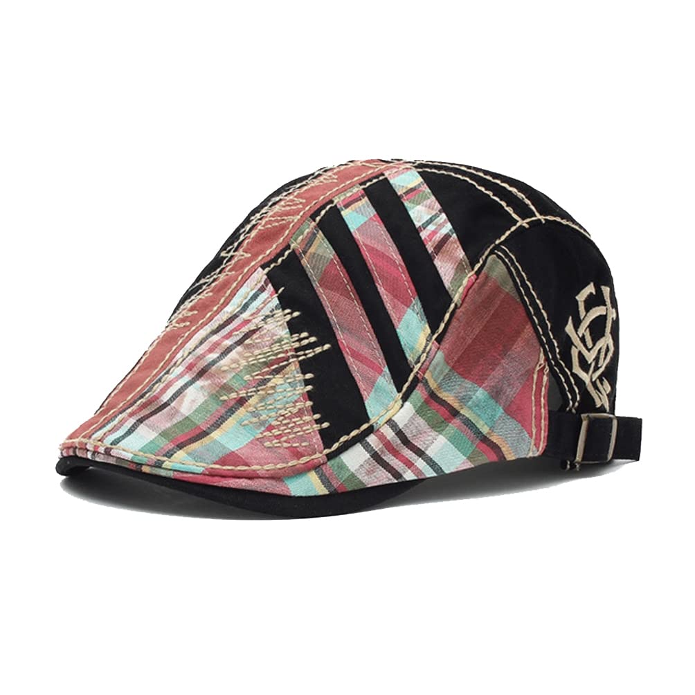 Withmoons patchwork cotton flat cap for outdoor styling and everyday wear