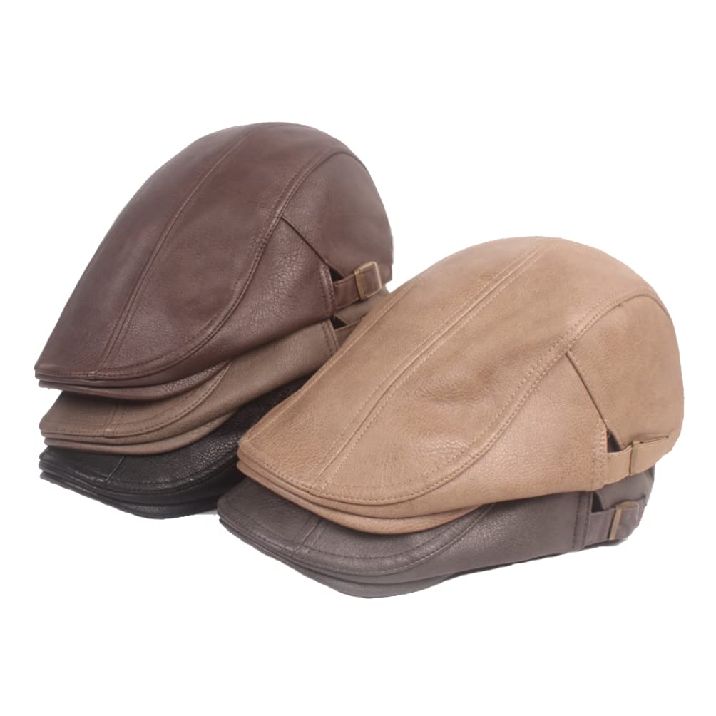 WITHMOONS Ivy Flat Cap grey closeup reveals careful stitching and faux leather texture