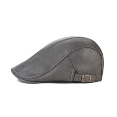WITHMOONS Ivy Flat Cap grey side view highlights adjustable strap for a secure fit