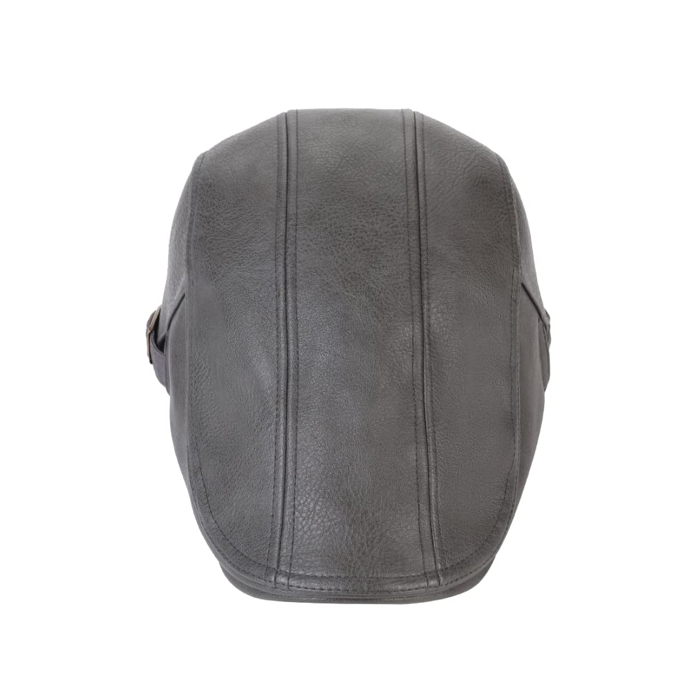 WITHMOONS Ivy Flat Cap grey top view shows classic silhouette in faux leather