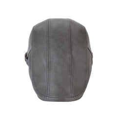 WITHMOONS Ivy Flat Cap grey top view shows classic silhouette in faux leather