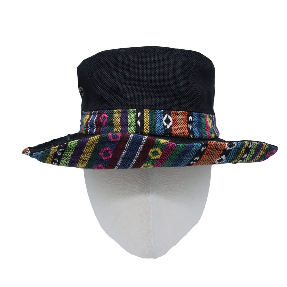 WITHMOONS Aztec black hat demonstrates UV protection for outdoor adventures.