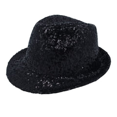 Withmoons sequins-fedora-front view highlights sparkle for events and costume wear