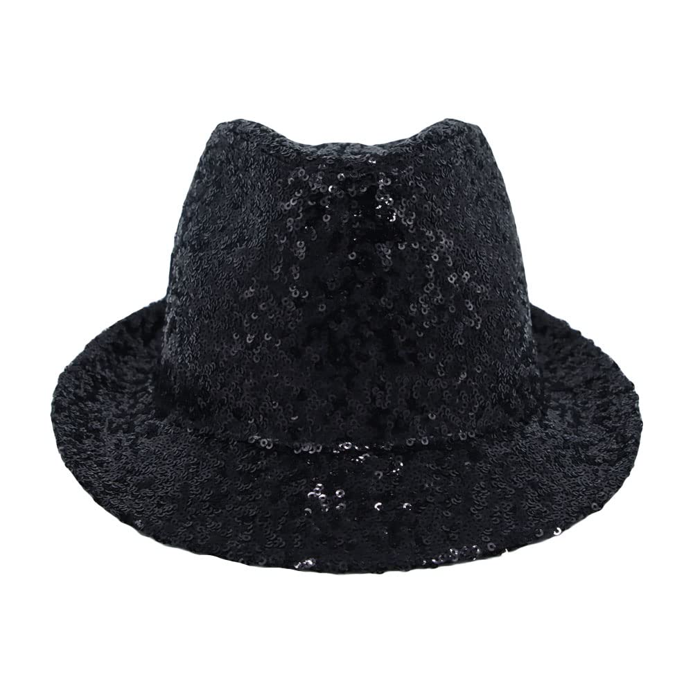 Withmoons sequins-fedora-side view showcases reflective shine for night parties