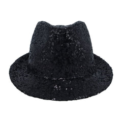 Withmoons sequins-fedora-side view showcases reflective shine for night parties