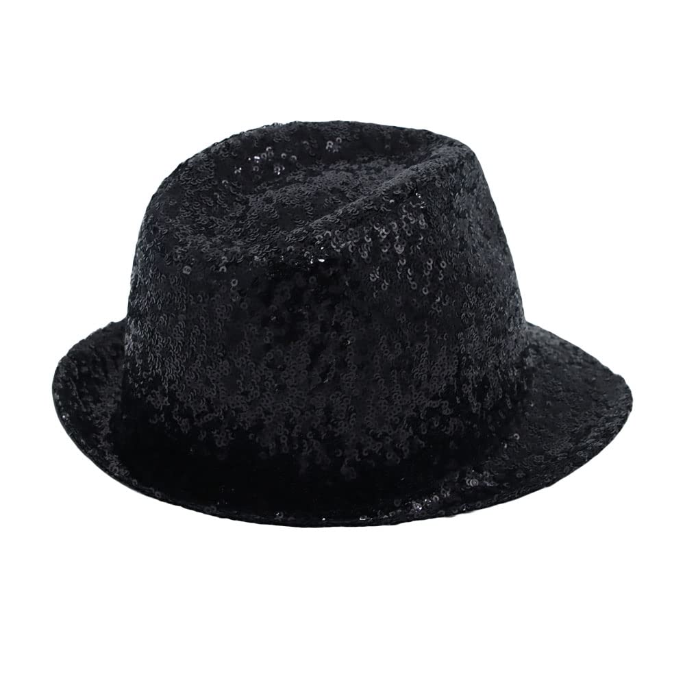 Withmoons sequins-fedora-worn demonstrates stylish costume accessory for celebrations