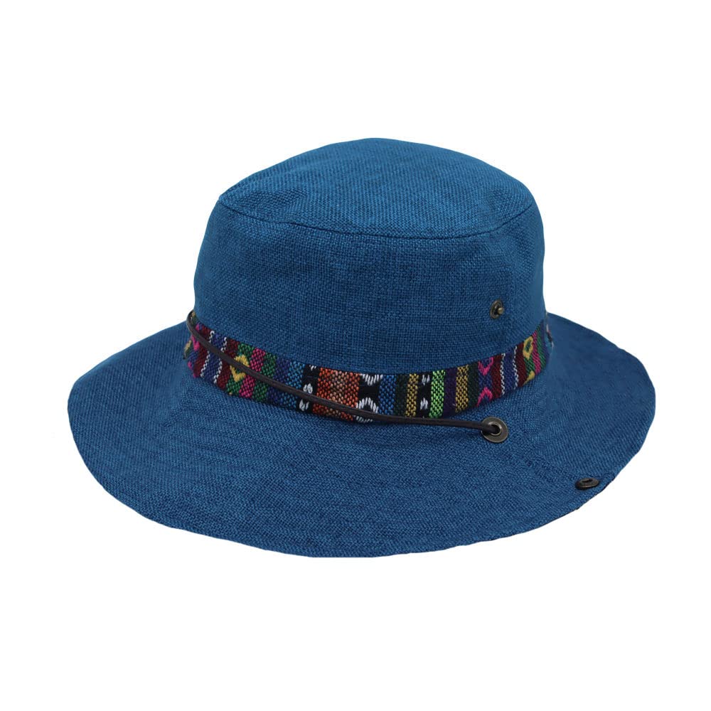 WITHMOONS blue hat offering sun protection while outdoors.