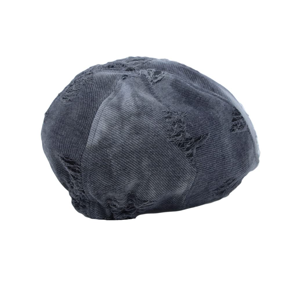 WITHMOONS vintage cabbie cap grey, back view with stretch band