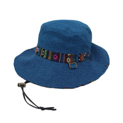 WITHMOONS boonie hat with wide brim in blue Aztec pattern, ideal for hiking shade.