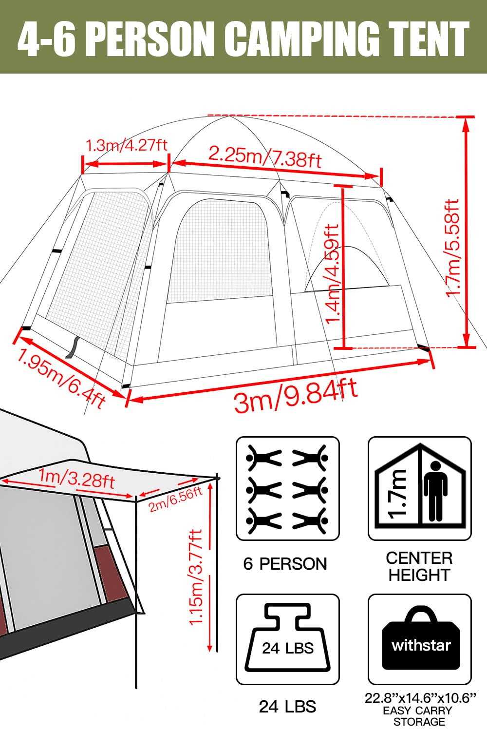 WithStar camping-tent interior view reveals flexible sleeping and lounging zones.