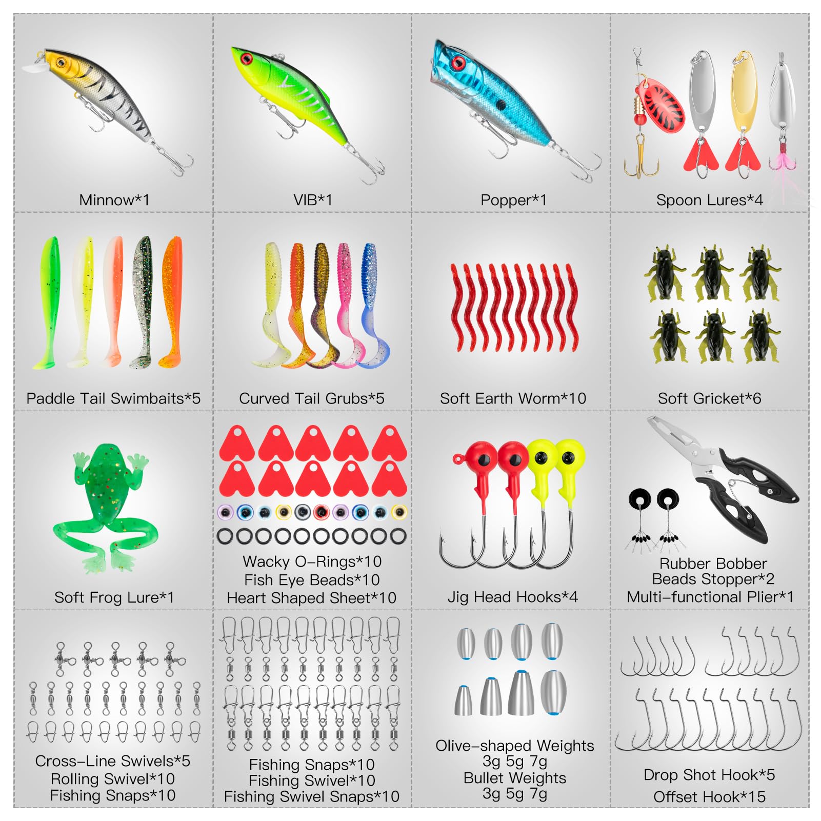 Close-up of crankbaits and spoons in WITOROR kit