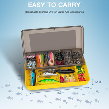Portable double-layer tackle box (8.3 x 4.1 x 1.4 inches)