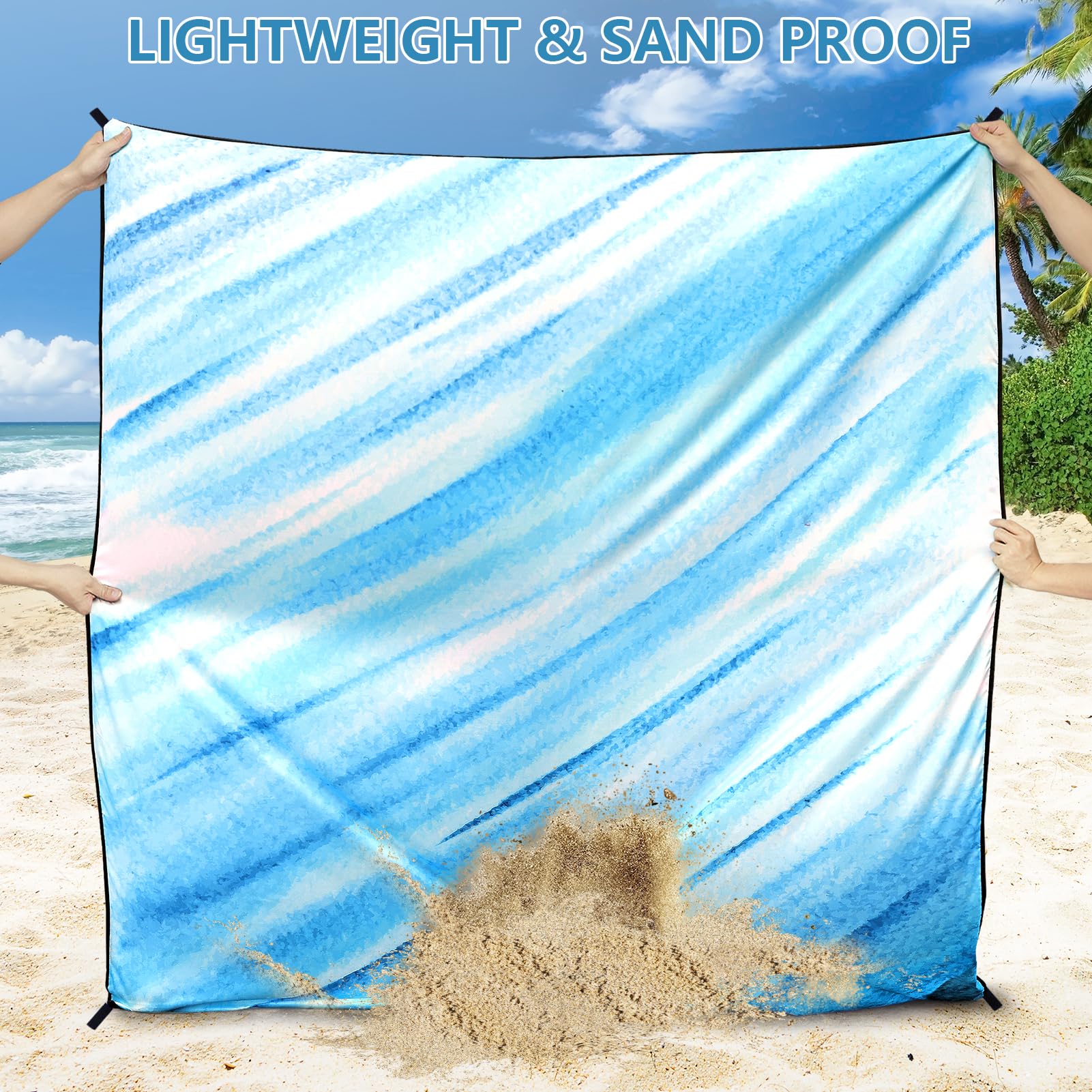 WIWIGO beach blanket with anchor stakes for windy conditions