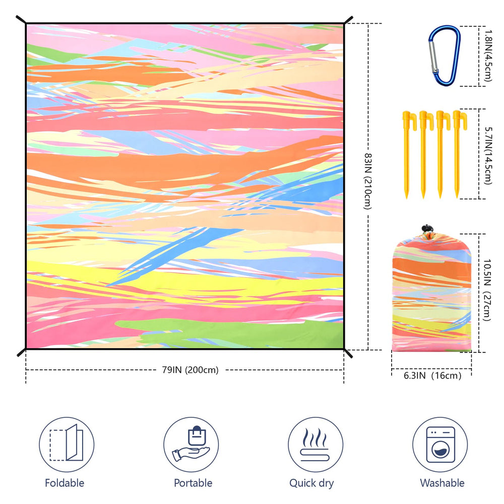 WIWIGO blanket included stakes and pockets for secure anchoring by the shore.