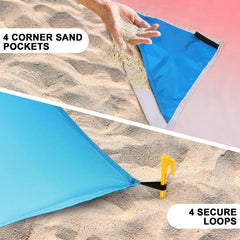 WIWIGO beach blanket anchor stakes demonstrate ground stability on windy beaches