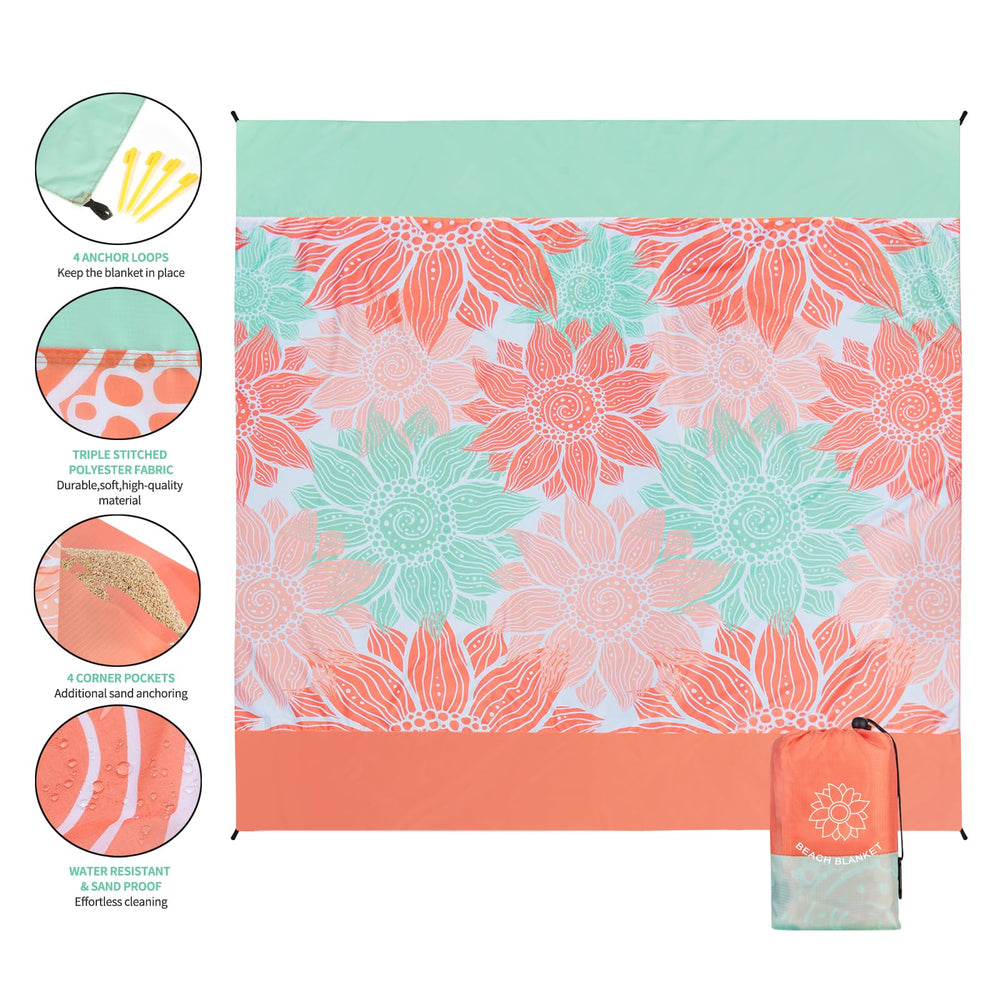 WIWIGO Beach Blanket carabiner and carry bag enable quick transport.