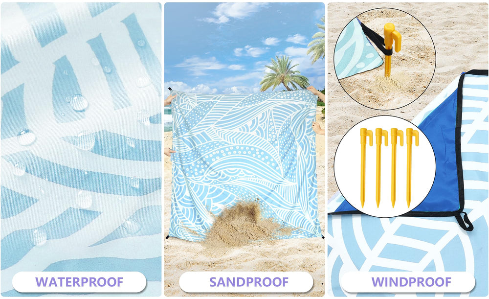 WIWIGO Beach Blanket carry-bag design enables light travel and easy storage.