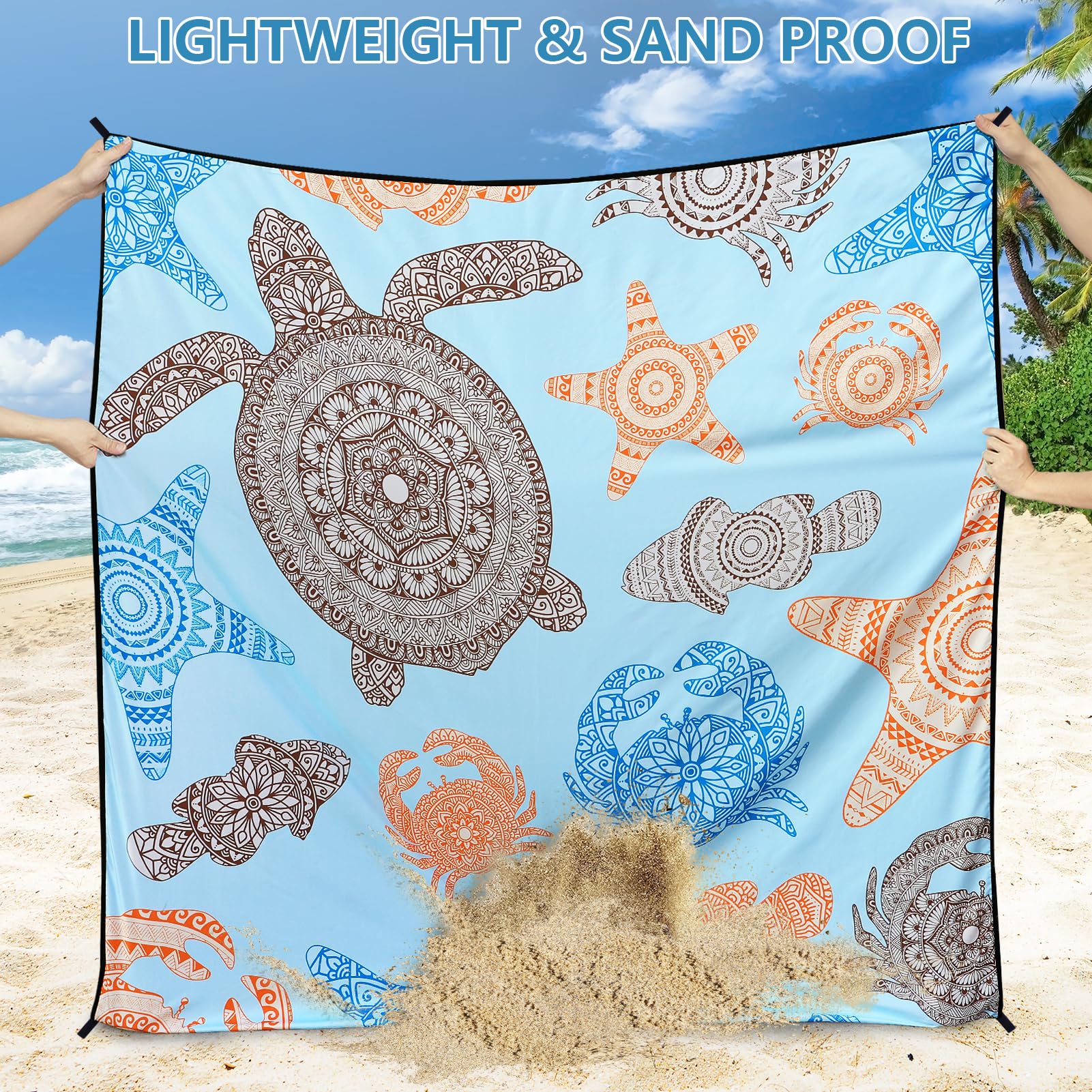 WIWIGO beach blanket carry-bag makes transport easy for family trips.