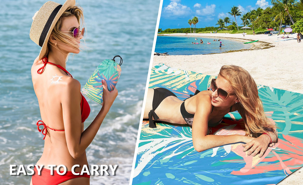 WIWIGO Beach Blanket carry bag illustrating lightweight storage and easy transport.