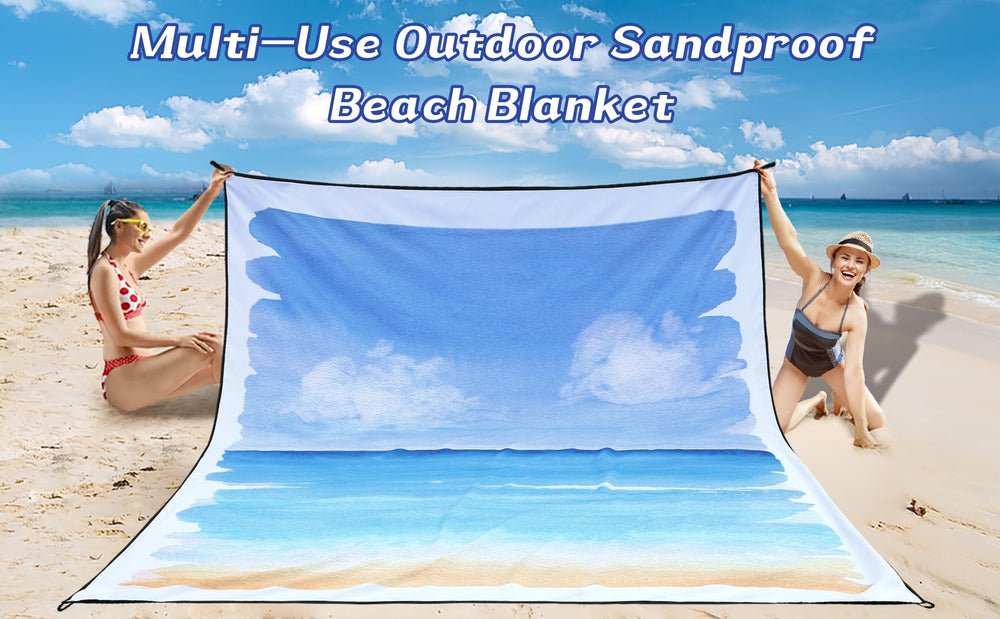 WIWIGO Beach Blanket size suitable for 2-8 adults enjoying a family outing.