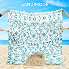 WIWIGO beach blanket folds into a compact carry bag for travel
