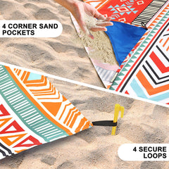 WIWIGO Beach Blanket folds into a compact carry bag for travel