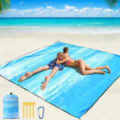 WIWIGO Beach Blanket folded in compact carry bag for easy travel.