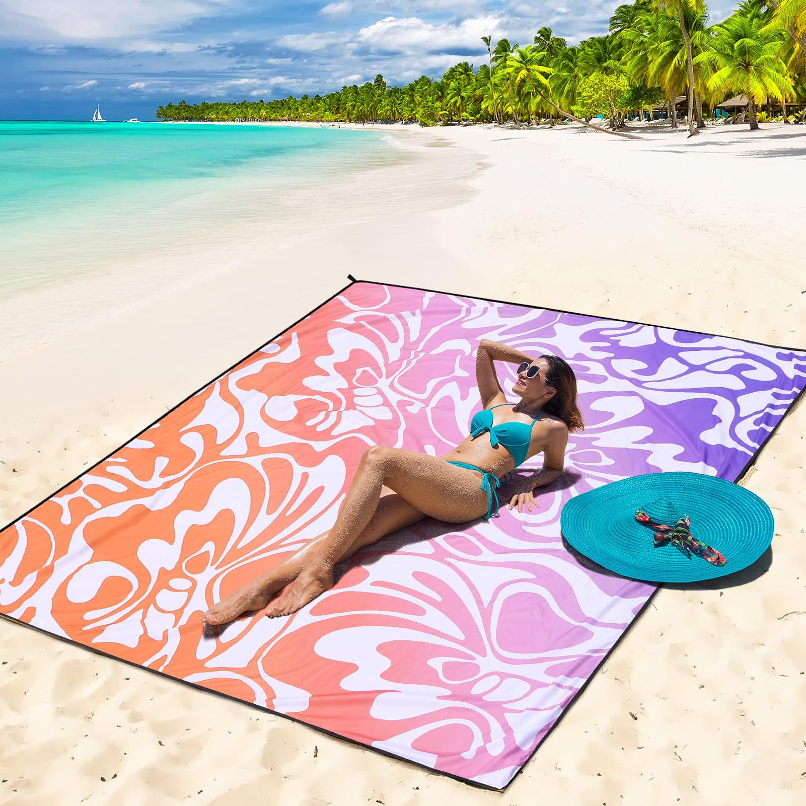 WIWIGO Beach Blanket folded compact for easy transport