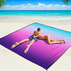 WIWIGO Beach Blanket folded in tote, portable for travel and quick setup.