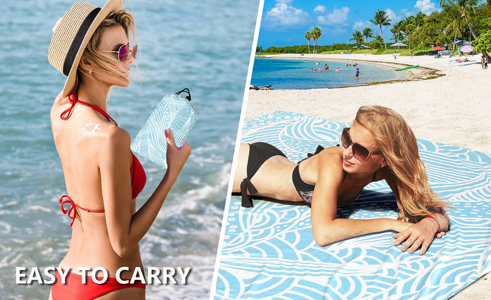 WIWIGO Beach Blanket quick-dry nylon surface supports fast cleanup after use.